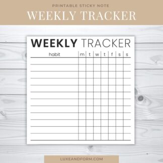 Weekly Tracker Printable Sticky Note (#004)
