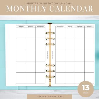 Monthly Calendar - Undated - FREEBIE (#006)