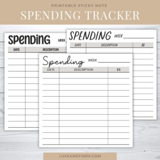 Weekly Spending Tracker Printable Sticky Note (#007)