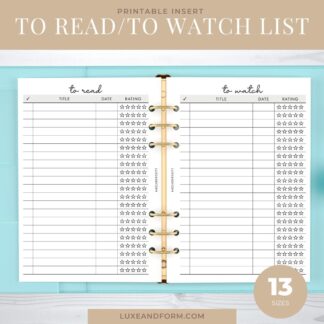 To Read/To Watch List Printable (#009)